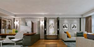 萬科大廈欣悅化妝品公司，白與黃的搭配，簡約、大氣！